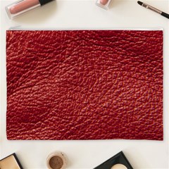 Red Stitched Leather Texture Cosmetic Bag (XXXL) from ArtsNow.com Front