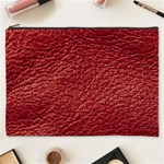 Red Stitched Leather Texture Cosmetic Bag (XXXL)