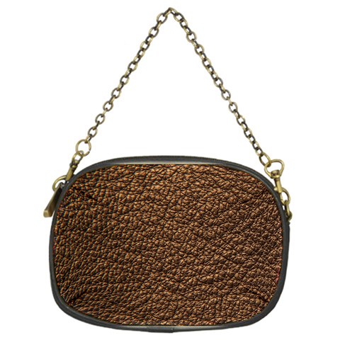 Rough Brown Leather Chain Purse (One Side) from ArtsNow.com Front