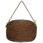 Rough Brown Leather Chain Purse (One Side)