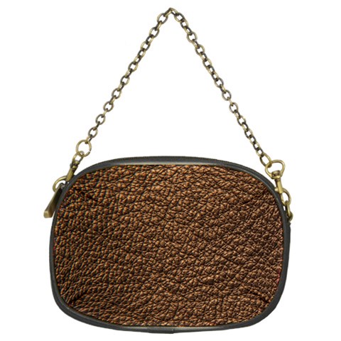 Rough Brown Leather Chain Purse (Two Sides) from ArtsNow.com Front