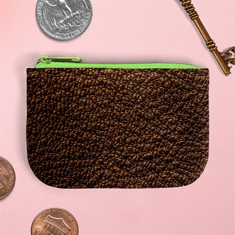 Rough Brown Leather Mini Coin Purse from ArtsNow.com Front