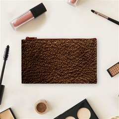 Rough Brown Leather Cosmetic Bag (Small) from ArtsNow.com Front