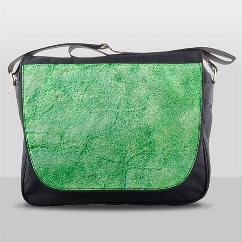 Green Grunge Soft Leather Texture Messenger Bag from ArtsNow.com Front