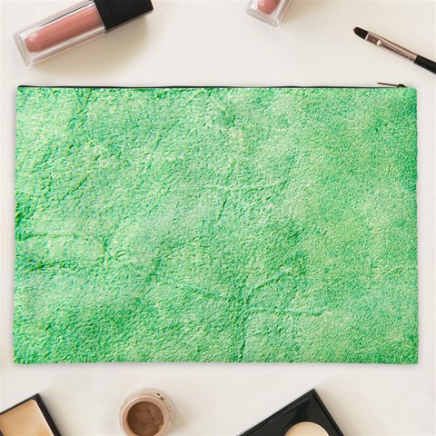 Green Grunge Soft Leather Texture Cosmetic Bag (XXL) from ArtsNow.com Back