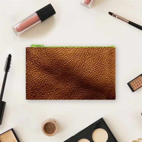 Golden Leather Texture Cosmetic Bag (Small) from ArtsNow.com Front