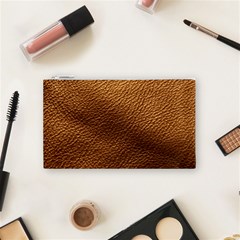 Golden Leather Texture Cosmetic Bag (Small) from ArtsNow.com Front