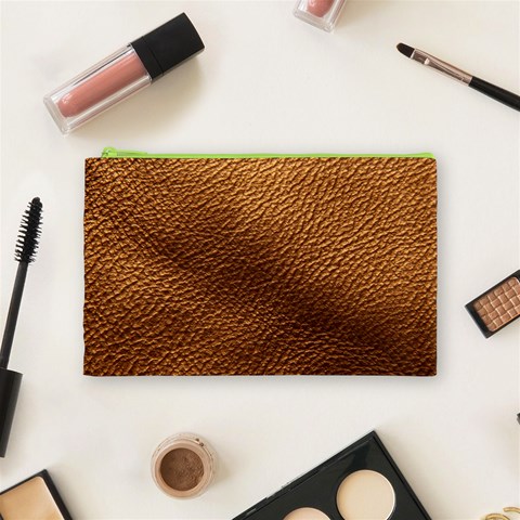 Golden Leather Texture Cosmetic Bag (Medium) from ArtsNow.com Front