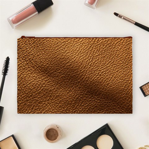 Golden Leather Texture Cosmetic Bag (Large) from ArtsNow.com Front