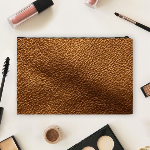 Golden Leather Texture Cosmetic Bag (Large) from ArtsNow.com Back