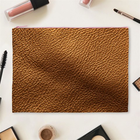 Golden Leather Texture Cosmetic Bag (XL) from ArtsNow.com Front