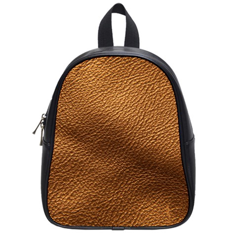 Golden Leather Texture School Bag (Small) from ArtsNow.com Front