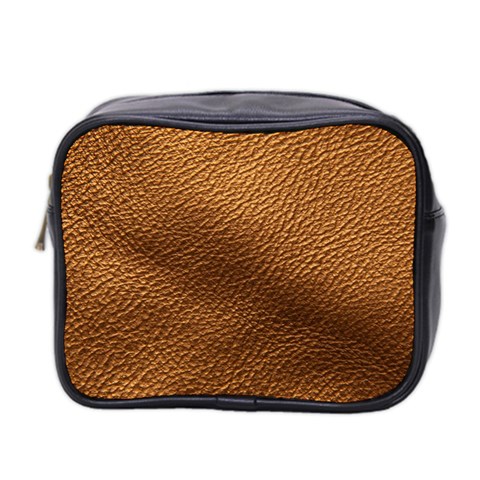 Golden Leather Texture Mini Toiletries Bag (Two Sides) from ArtsNow.com Front