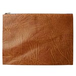 Brown Embossed Leather Texture Cosmetic Bag (XXL)