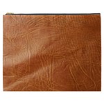 Brown Embossed Leather Texture Cosmetic Bag (XXXL)