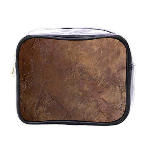 Gritty Brownstone Mini Toiletries Bag (One Side) from ArtsNow.com Front