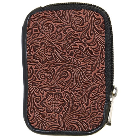 Flowers And Swirls Compact Camera Leather Case from ArtsNow.com Front