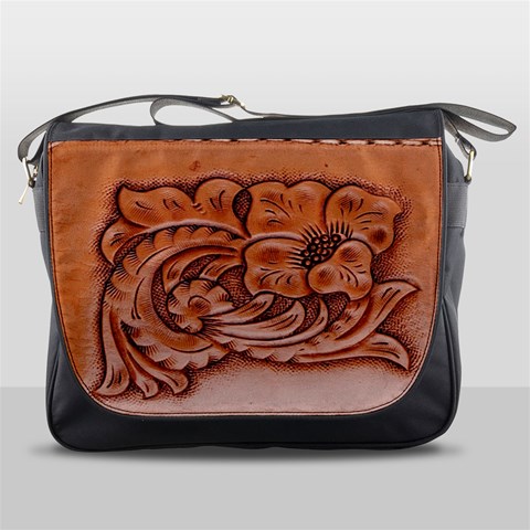 Floral Tooled Leather Messenger Bag from ArtsNow.com Front