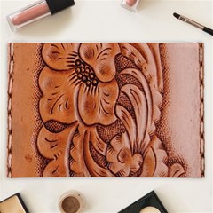 Floral Tooled Leather Cosmetic Bag (XXL) from ArtsNow.com Back