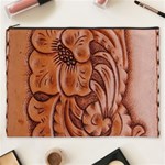 Floral Tooled Leather Cosmetic Bag (XXXL)