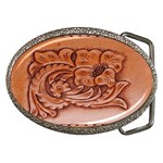 Floral Tooled Leather Belt Buckle