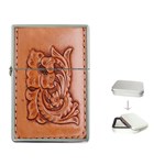 Floral Tooled Leather Flip Top Lighter