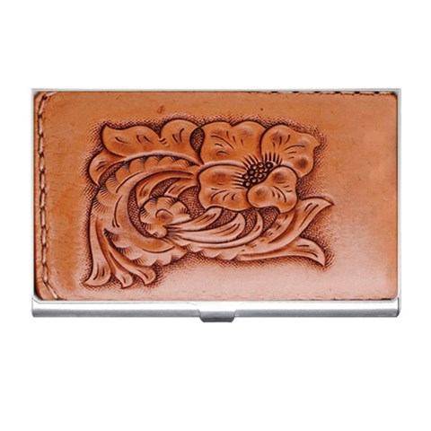 Floral Tooled Leather Business Card Holder from ArtsNow.com Front