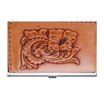 Floral Tooled Leather Business Card Holder