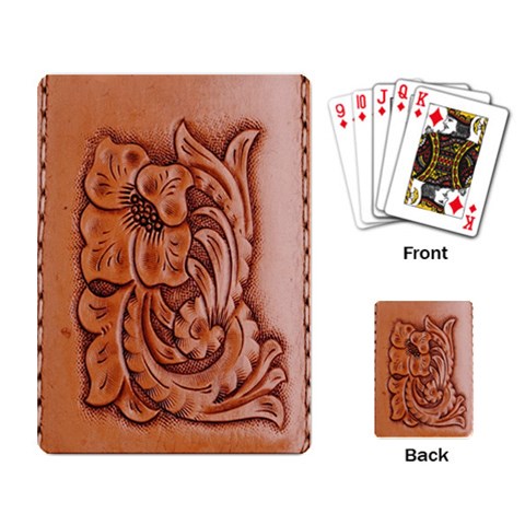 Floral Tooled Leather Playing Cards Single Design from ArtsNow.com Back