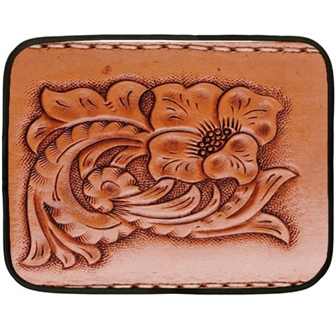 Floral Tooled Leather Mini Fleece Blanket(Two Sides) from ArtsNow.com 35 x27  Blanket Front