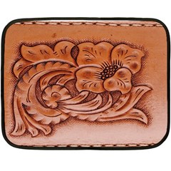 Floral Tooled Leather Mini Fleece Blanket(Two Sides) from ArtsNow.com 35 x27  Blanket Front