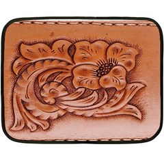 Floral Tooled Leather Mini Fleece Blanket(Two Sides) from ArtsNow.com 35 x27  Blanket Back