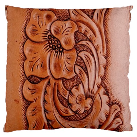 Floral Tooled Leather Large Cushion Case (One Side) from ArtsNow.com Front