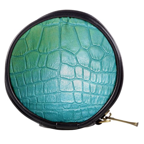 Leather Teal Green Mini Makeup Bag from ArtsNow.com Front