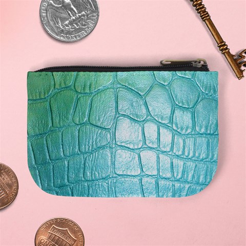 Leather Teal Green Mini Coin Purse from ArtsNow.com Back