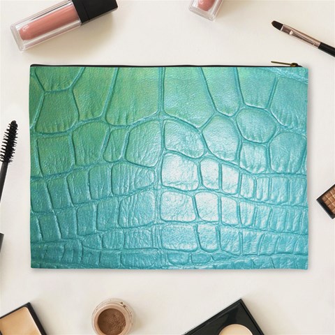 Leather Teal Green Cosmetic Bag (XL) from ArtsNow.com Back