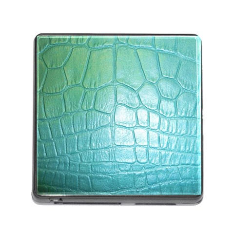 Leather Teal Green Memory Card Reader with Storage (Square) from ArtsNow.com Front