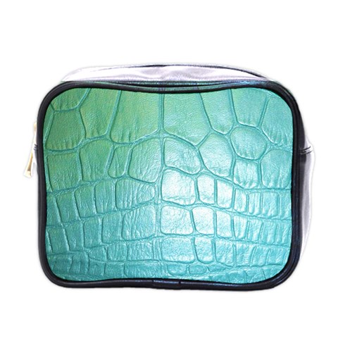 Leather Teal Green Mini Toiletries Bag (One Side) from ArtsNow.com Front