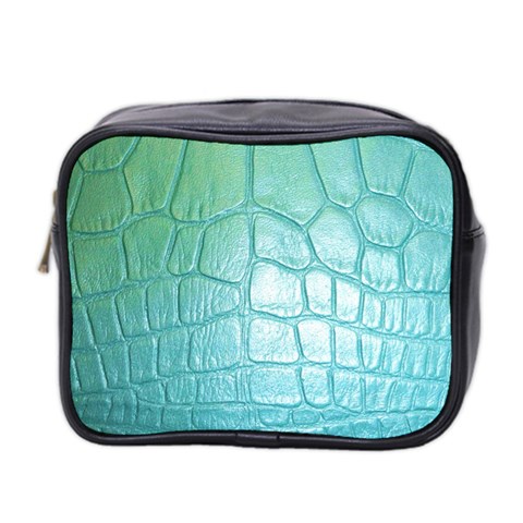 Leather Teal Green Mini Toiletries Bag (Two Sides) from ArtsNow.com Front