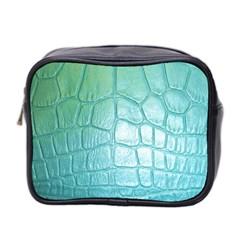 Leather Teal Green Mini Toiletries Bag (Two Sides) from ArtsNow.com Front