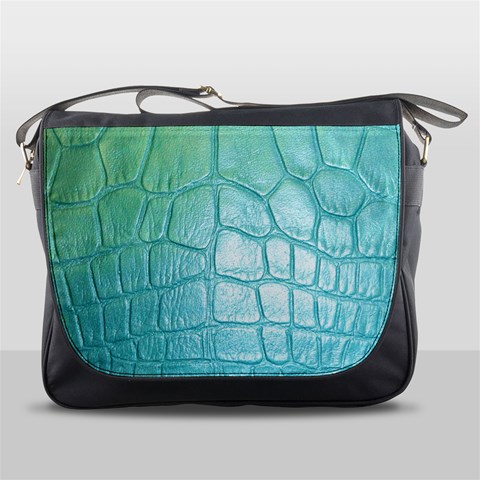 Leather Teal Green Messenger Bag from ArtsNow.com Front