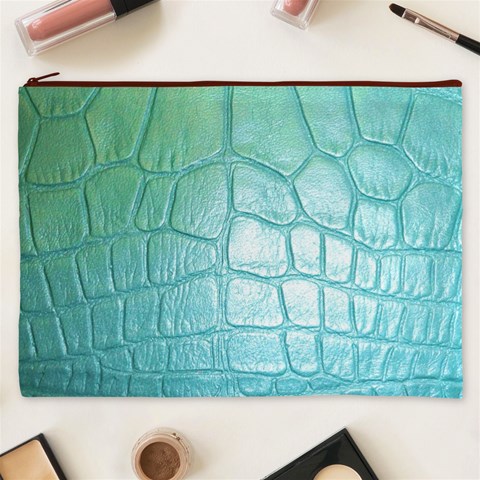 Leather Teal Green Cosmetic Bag (XXXL) from ArtsNow.com Front