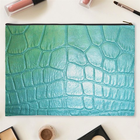 Leather Teal Green Cosmetic Bag (XXXL) from ArtsNow.com Back