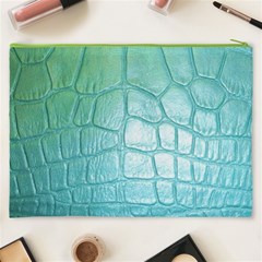 Leather Teal Green Cosmetic Bag (XXXL) from ArtsNow.com Back