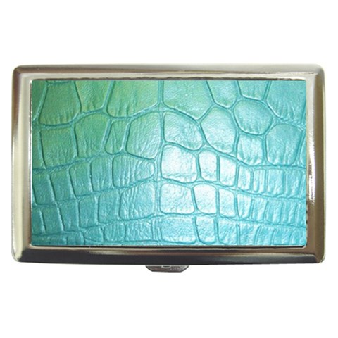 Leather Teal Green Cigarette Money Case from ArtsNow.com Front