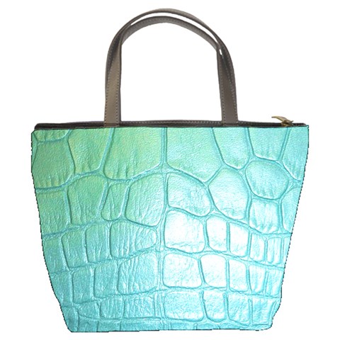 Leather Teal Green Bucket Bag from ArtsNow.com Back