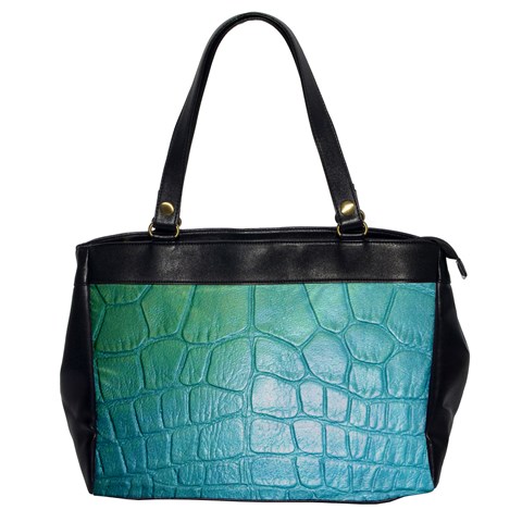 Leather Teal Green Oversize Office Handbag (One Side) from ArtsNow.com Front