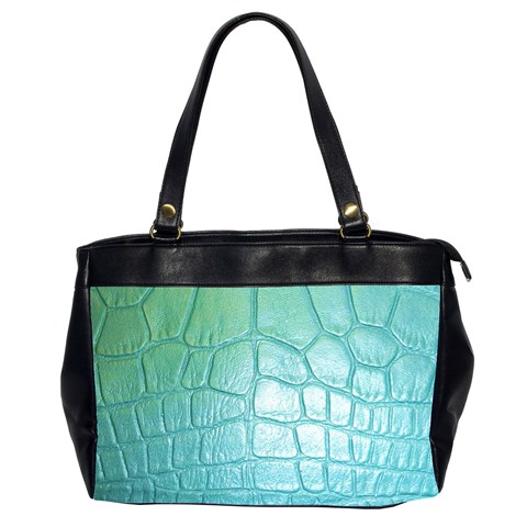 Leather Teal Green Oversize Office Handbag (Two Sides) from ArtsNow.com Front