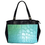 Leather Teal Green Oversize Office Handbag (Two Sides)