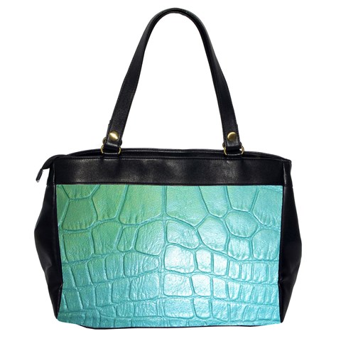 Leather Teal Green Oversize Office Handbag (Two Sides) from ArtsNow.com Back